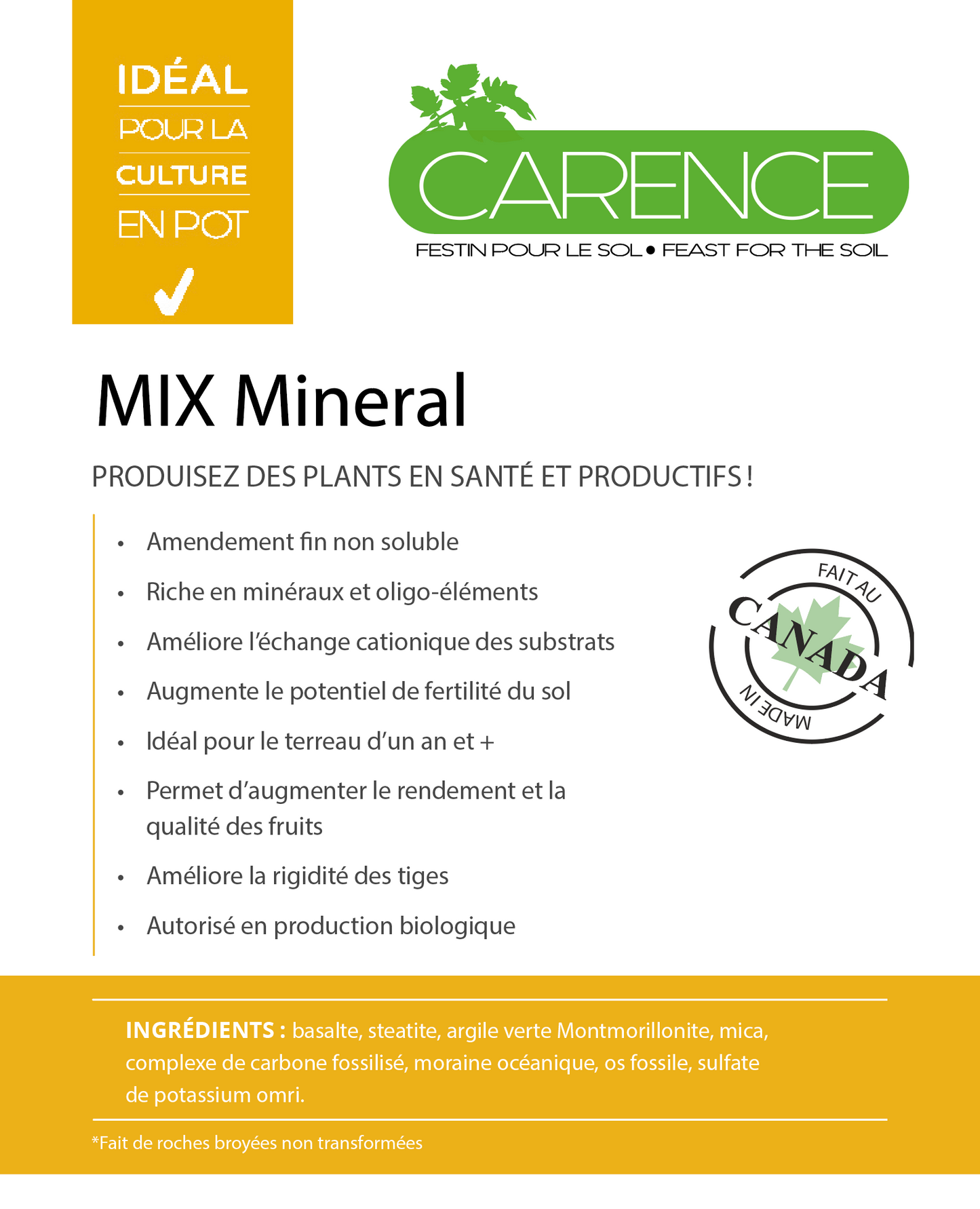 Mix Minéral 0-1-5 + Ca + Mg Biofertilizer granular slow release