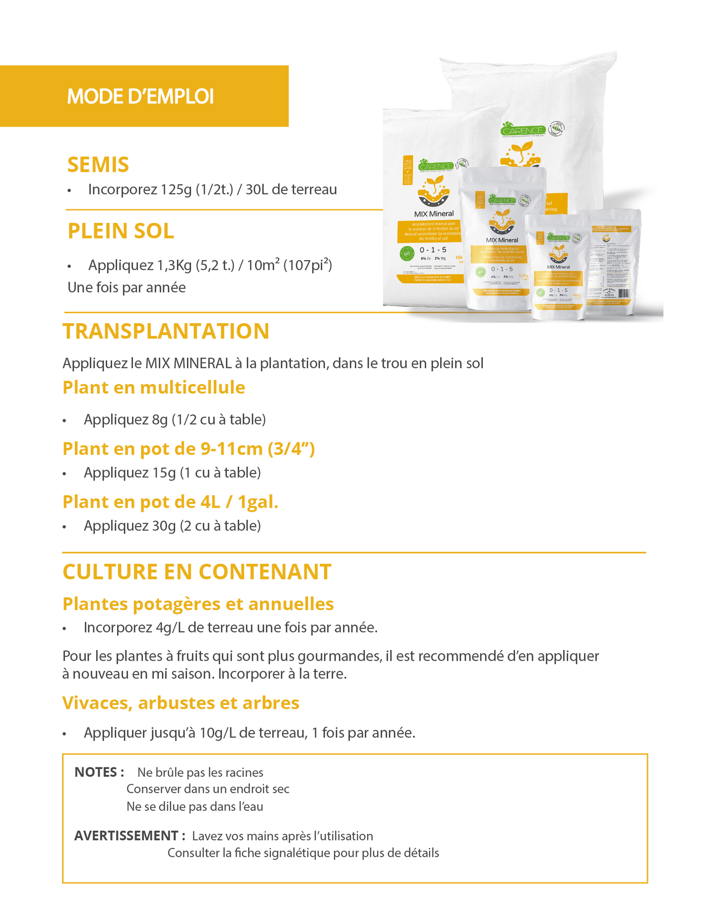 Mix Minéral 0-1-5 + Ca + Mg Biofertilizer granular slow release
