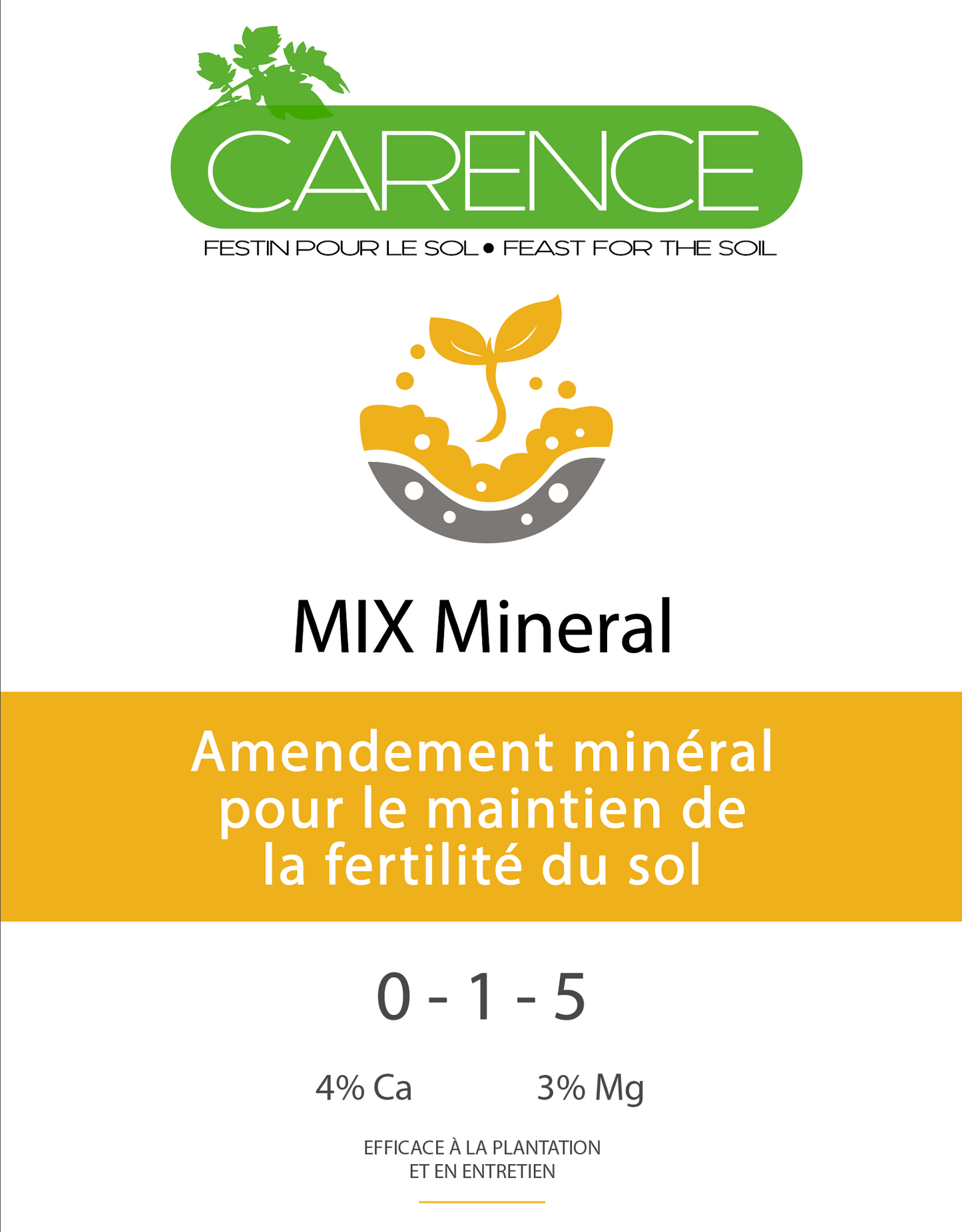 Mix Minéral 0-1-5 + Ca + Mg Biofertilizer granular slow release
